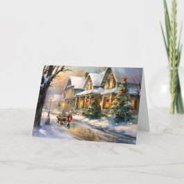 Tarjeta Delight Boy de vacaciones tambaleante empujando un