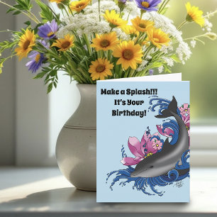 Tarjeta Delphin Lotus Flores Flores Flores de cerezo