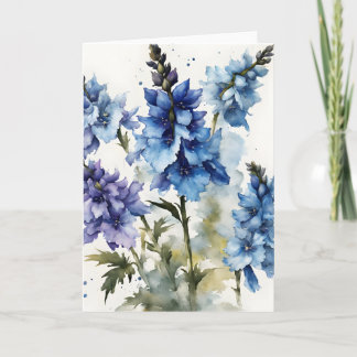 Tarjeta Delphinium - Flores acuarela