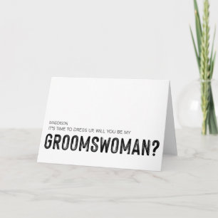 Tarjeta Demanda por la mujer groomswoman solicita fiesta n