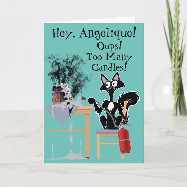 Tarjeta demasiadas velas personalizado  divertido pastel d (Anverso)