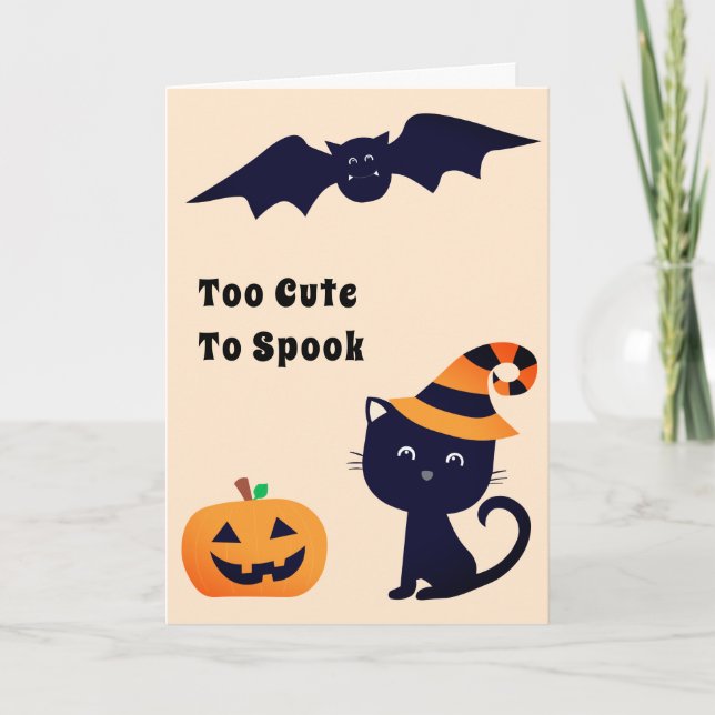 Tarjeta Demasiado lindo para hablar gato de calabaza con G (Anverso)