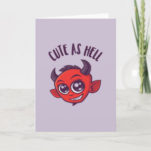 Tarjeta Demonio adorable con texto oscuro