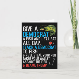 Tarjeta Den A Un Pescado Demócrata Una Pesca Graciosa Para