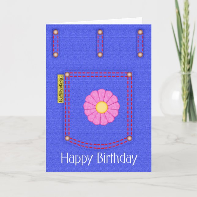 Tarjeta Denim Jeans Pocket Happy Birday card (Anverso)