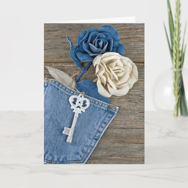 Tarjeta Denim Rosas en Pocket (Anverso)