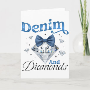 Tarjeta Denim Y Diamantes Lazo Señoras Niñas Mujeres 