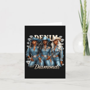 Tarjeta Denim Y Diamantes Melanin Africano Chicas De Vaque