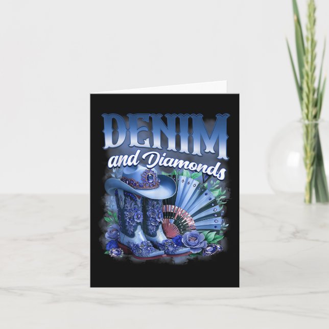 Tarjeta Denim Y Diamontes Country Western Cowgirl Boots P (Anverso)