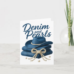 Tarjeta Denim Y Pearl Envían A Mujeres Vaqueras Occidental