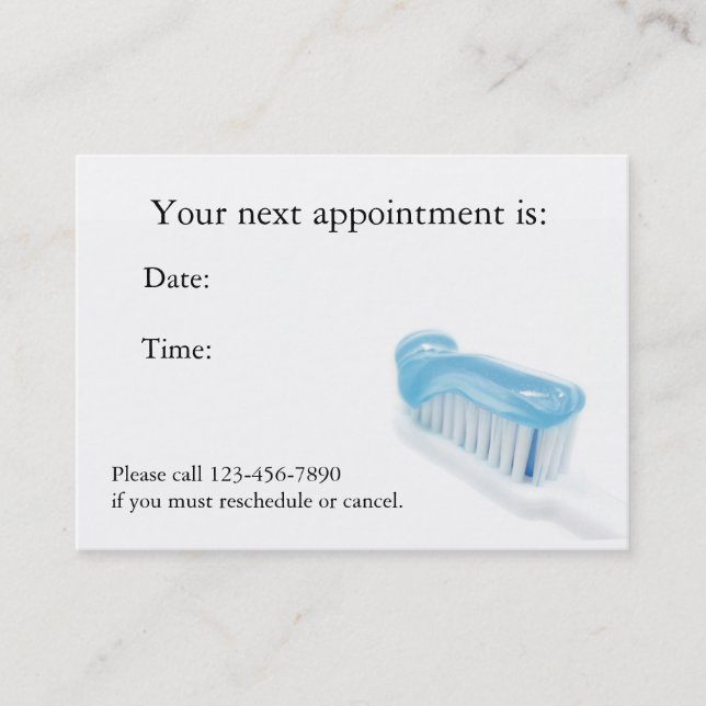 Tarjeta dental de la cita (Anverso)