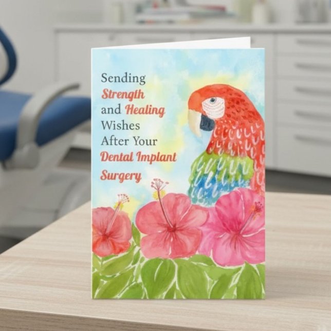 Tarjeta Dental Surgery Healing Scarlet Macaws, Hibiscus (Subido por el creador)