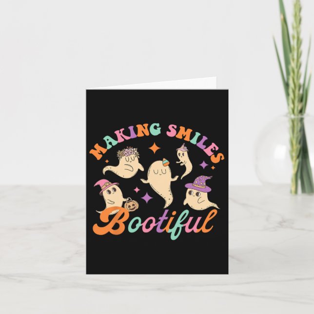 Tarjeta Dentista Fantasma Divertido Sonrisas Bootiful Hall (Anverso)