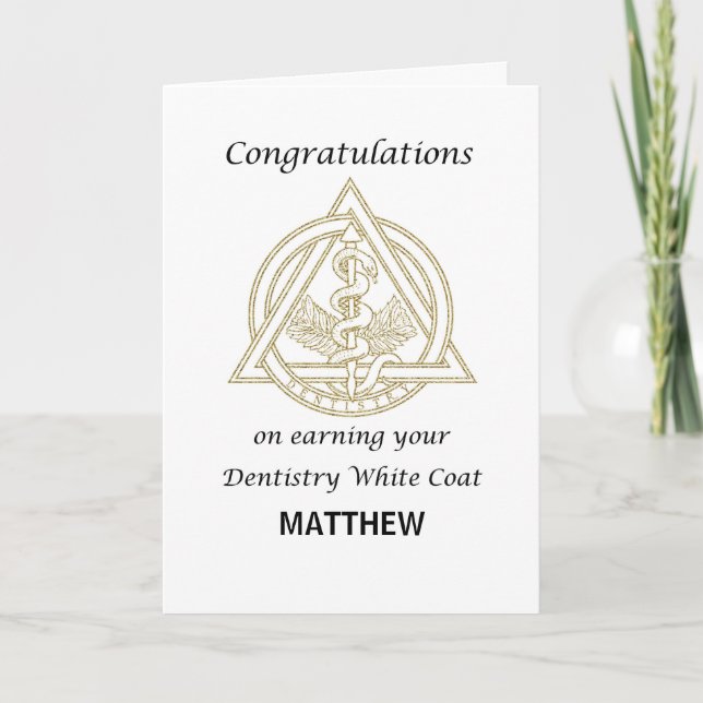 Tarjeta Dentista White Coat Personalizado Escuela Nombre m (Anverso)