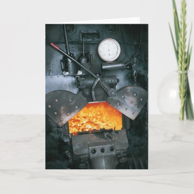 Tarjeta Dentro del taxi de una locomotora de vapor (Anverso)