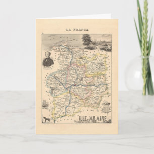 Tarjeta Departamento Ille et Vilain, Mapa Alexandre Vuille