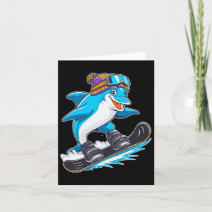 Tarjeta Deporte de invierno divertido Dolphin Snowboard Ad