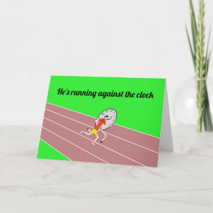 Tarjeta deporte diciendo correr contra el reloj