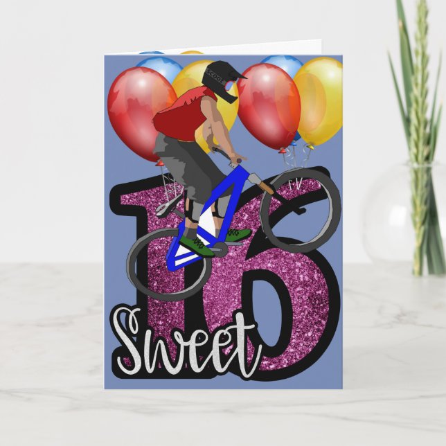 Tarjeta Deporte en bicicleta Feliz cumpleaños, destino de  (Anverso)