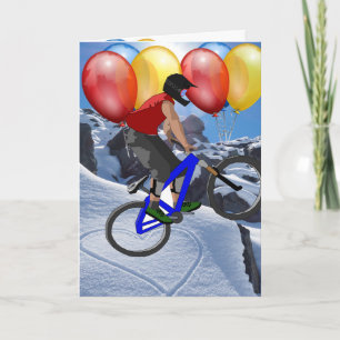 Tarjeta Deporte en bicicleta Feliz cumpleaños, destino de