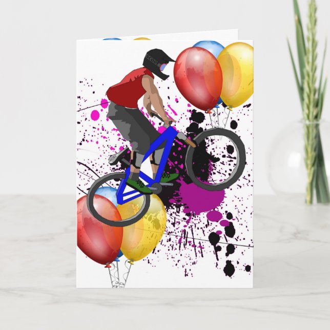 Tarjeta Deporte en bicicleta Feliz cumpleaños, destino de  (Anverso)