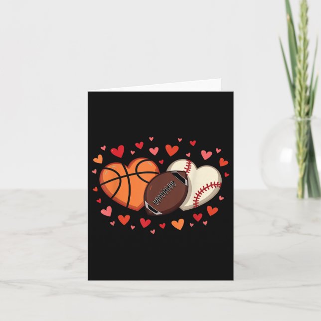 Tarjeta Deportes Amor Corazón Fútbol Baloncesto San Valent (Anverso)