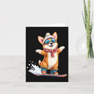 Tarjeta Deportes De Invierno Cute Corgi Snowboard