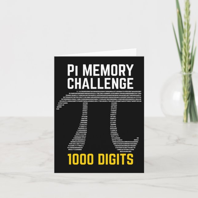 Tarjeta Desafío de memoria de 1000 dígitos de Pi - Día de  (Anverso)