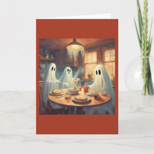 Tarjeta Desayuno de panqueques fantasmal Feliz Halloween