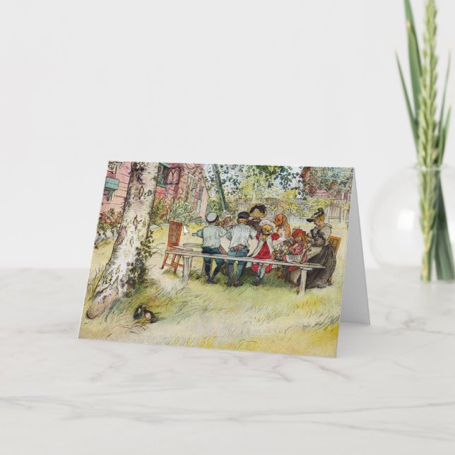 Tarjeta Desayuno debajo del abedul grande de Carl Larsson (Anverso)