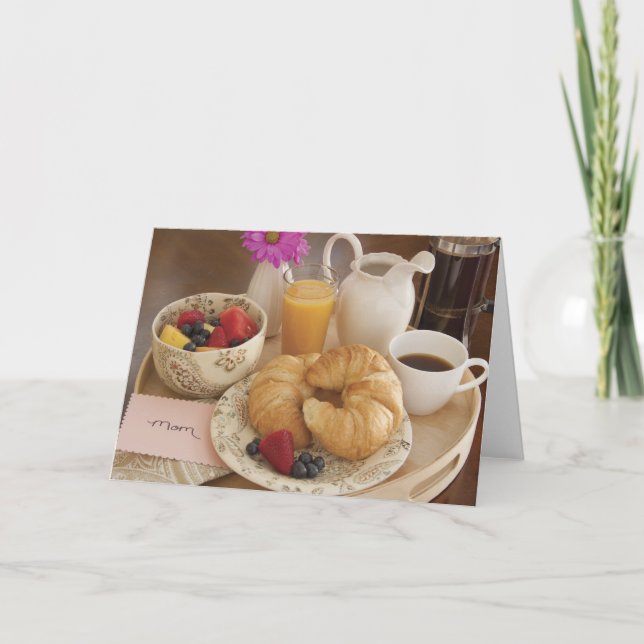 Tarjeta Desayuno en la cama para el día de madre (Anverso)