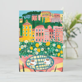 Tarjeta Desayuno en la terraza Whimsical City Painting