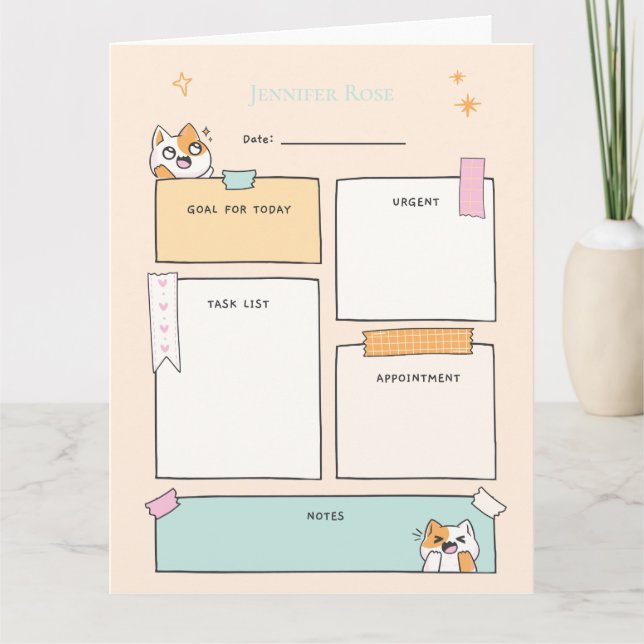 Tarjeta Descarga de personalizable Daily Planner (Anverso)