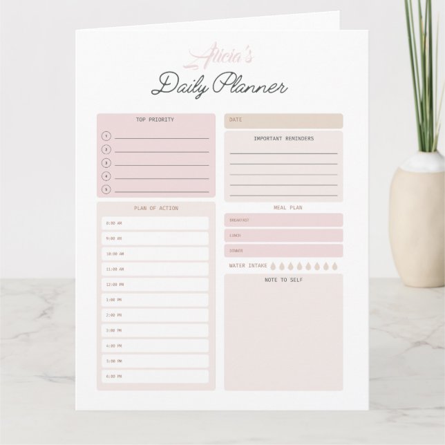 Tarjeta Descarga de personalizable Daily Planner (Anverso)