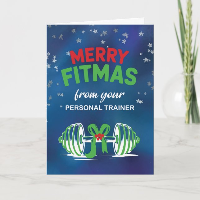 Tarjeta DESDE el entrenador personal Barbell Funny Merry F (Anverso)