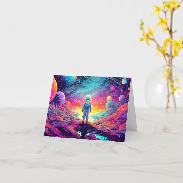 Tarjeta Desde el espacio y más allá del nacimiento del dis (flor amarilla)