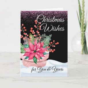 Tarjeta Desea Feliz Navidad a Usted y a los Suyos en Rosa 