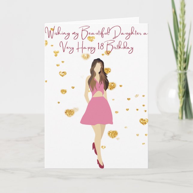 Tarjeta Deseando a mi hija un feliz cumpleaños 18 (Anverso)