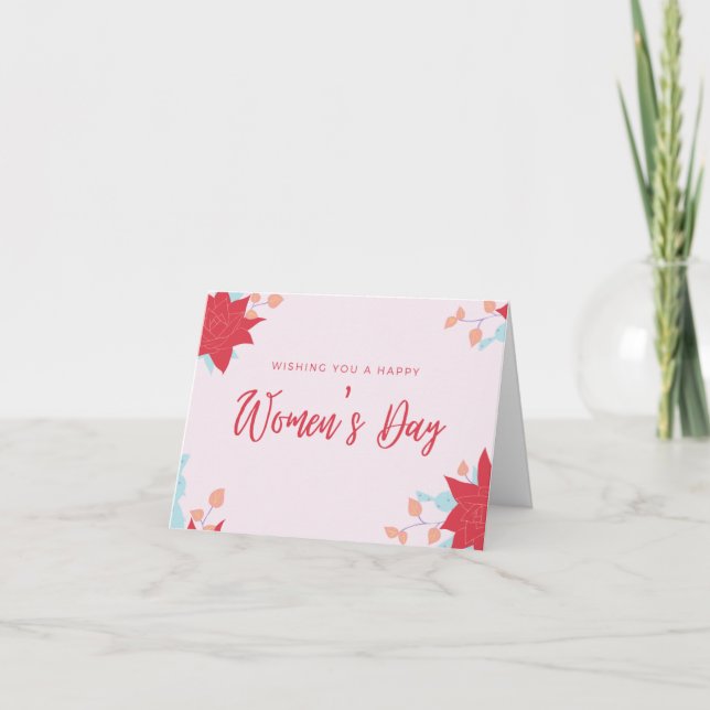 Tarjeta Deseando el rosa del día de la mujer feliz (Anverso)