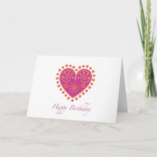 Tarjeta Deseando "feliz cumpleaños" con el corazón rosado