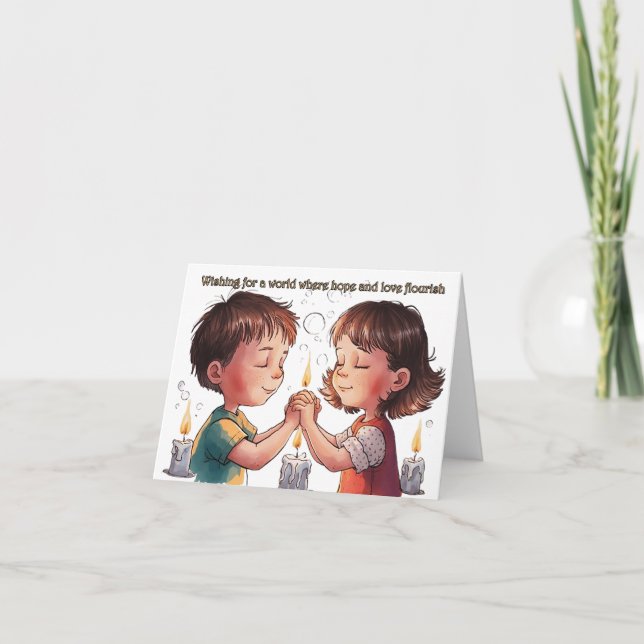 Tarjeta Deseando un mundo donde florezcan la esperanza y e (Anverso)