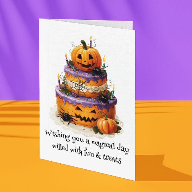 Tarjeta Deseando una mágica tarta de cumpleaños de Hallowe (Subido por el creador)