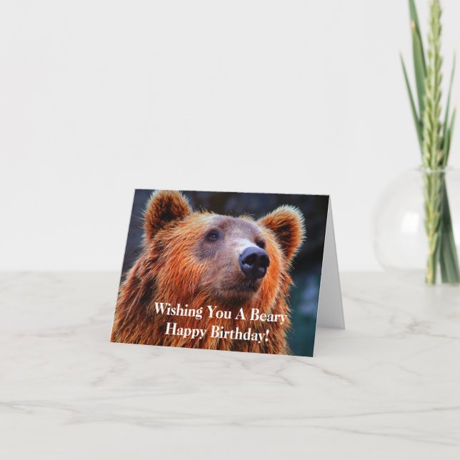 Tarjeta Deseándole un Beary foto del oso del feliz (Anverso)