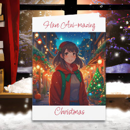 Tarjeta Deseándote a los Navidades sin mayoría Anime Pun