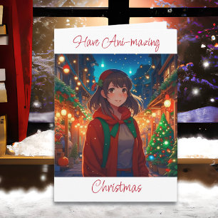 Tarjeta Deseándote a los Navidades sin mayoría Anime Pun