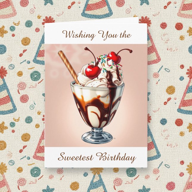 Tarjeta Deseándote el Cumpleaños más Dulce | Helado (Subido por el creador)