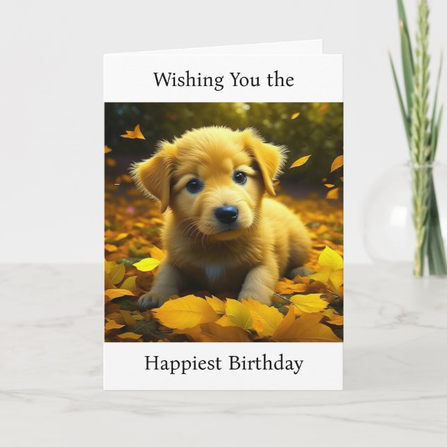 Tarjeta Deseándote el cumpleaños más feliz | Perro de cach (Anverso)