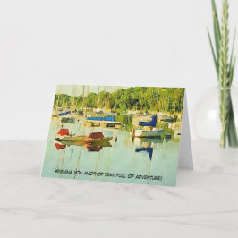Tarjeta Deseándote otro año lleno de veleros aventureros
