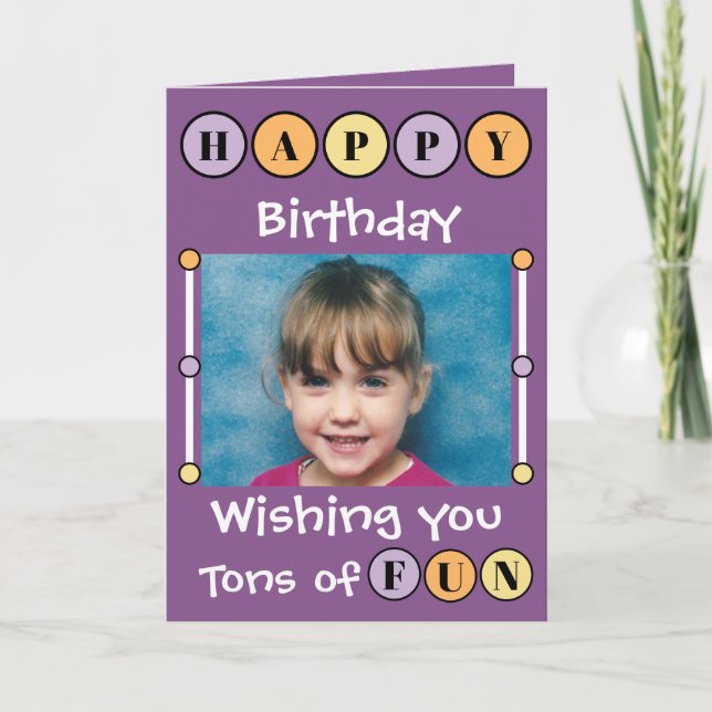 Tarjeta Deseándote toneladas de divertidos niños púrpuras  (Anverso)