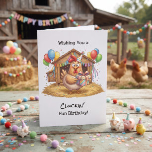 Tarjeta Deseándote un Cumpleaños Divertido con Pollo Pol